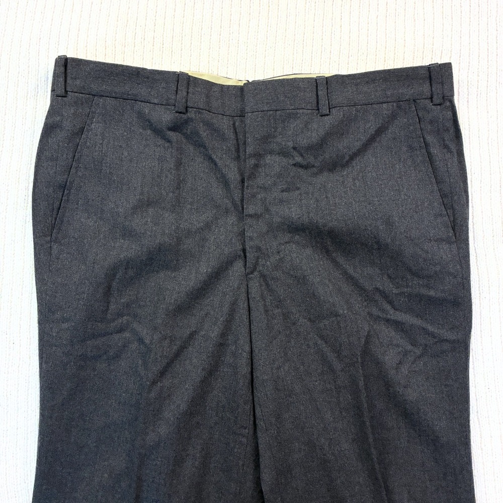 VTG Saks Fifth Avenue Wool Dress Pants 35W Unhemmed (Tagged 36S) Gray 70s 80s